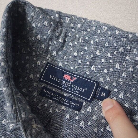 Vineyard Vines Men's Medium Slim Fit‎ Tucker Shirt Gray Button Up Cotton Spandex - Picture 3 of 6